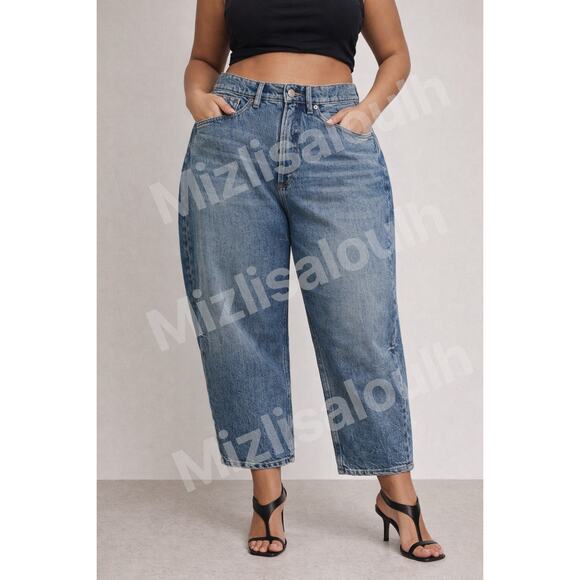 Good American Denim - Good American Good Extreme Barrel Jeans – Size 20 / 27.5 Inseam - Med wash - NWT